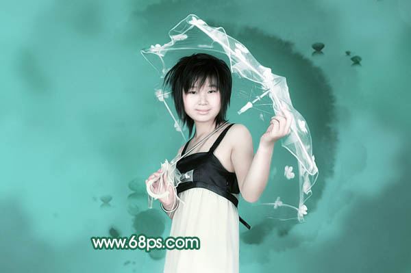 Photoshop 给人物照片加上淡淡的水墨背景