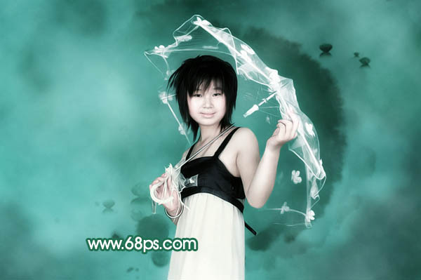 Photoshop 给人物照片加上淡淡的水墨背景