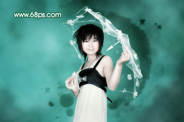 Photoshop 给人物照片加上淡淡的水墨背景