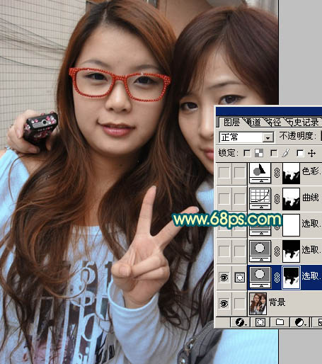 Photoshop 打造甜美的青红色外景人物照片