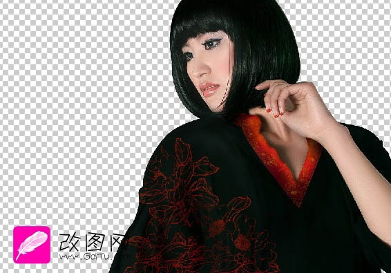 Photoshop 人物照片加上古典水墨背景