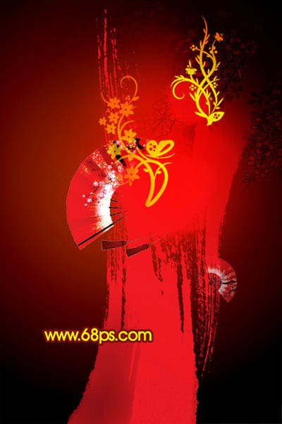 Photoshop为美女照片加上艳丽的古典背景教程