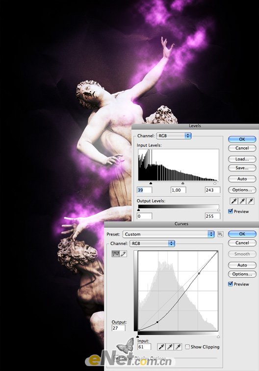 Photoshop 轻松给雕塑创建炫光效果