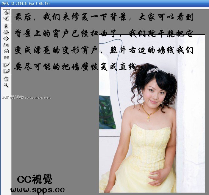 Photoshop 液化滤镜给MM婚纱照片瘦身的方法