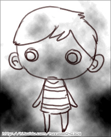 Photoshop 水彩特效的卡通小男孩