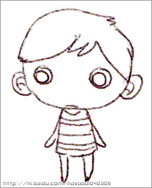 Photoshop 水彩特效的卡通小男孩