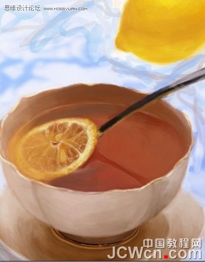 Photoshop鼠绘水彩效果的柠檬茶