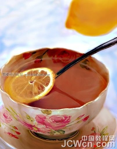 Photoshop鼠绘水彩效果的柠檬茶