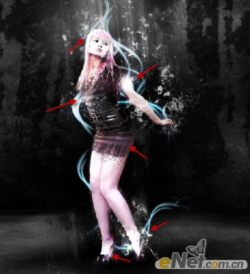 Photoshop 炫光美女粉碎效果制作方法