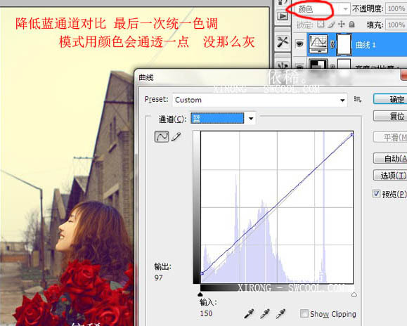 Photoshop 调出外景人物照片个性暗调蓝黄色