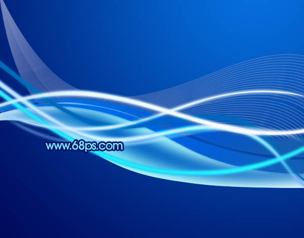 Photoshop 一张梦幻蓝色曲线壁纸制作方法