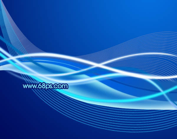 Photoshop 一张梦幻蓝色曲线壁纸制作方法