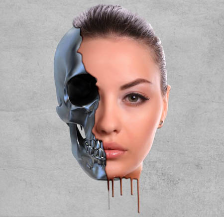 photoshop 合成半脸半机器的创意人像