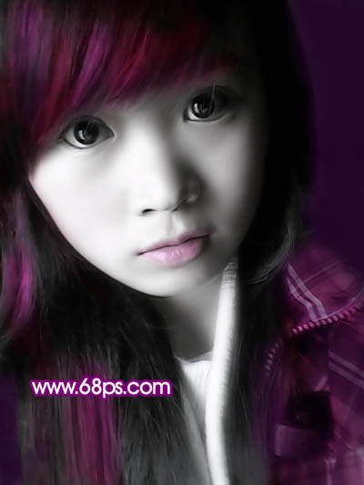 Photoshop 打造柔美的紫灰色手机人物照片