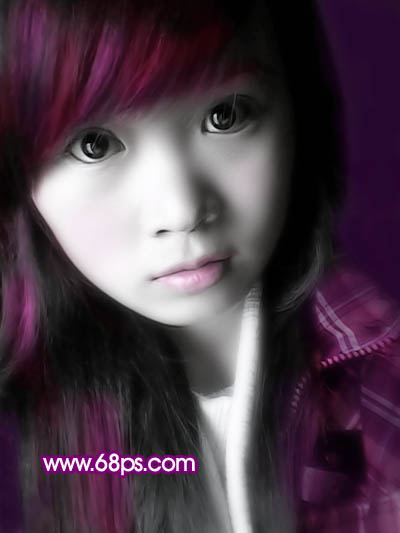 Photoshop 打造柔美的紫灰色手机人物照片