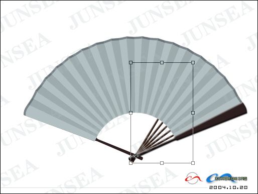 Photoshop 印有山水画的折扇制作方法