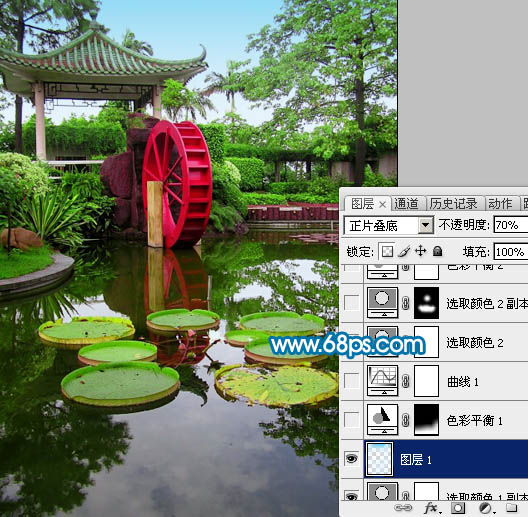 Photoshop将风景照片调成漂亮的青绿色