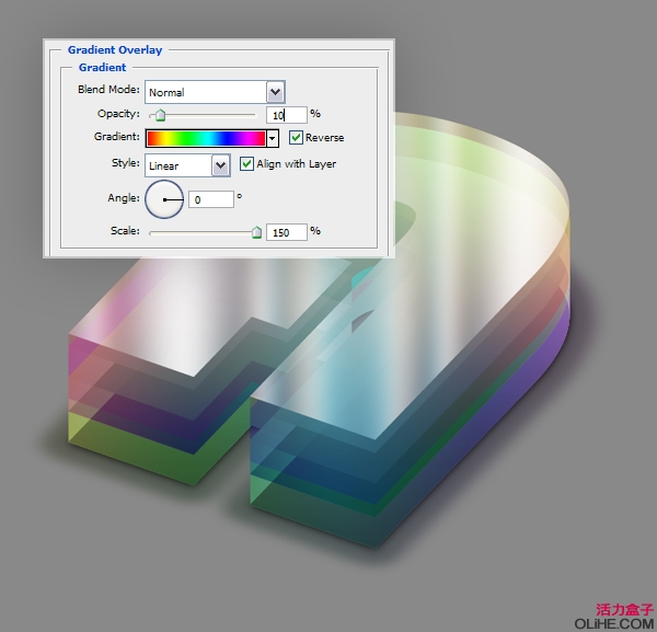 Photoshop 立体效果的漂亮的彩色水晶字