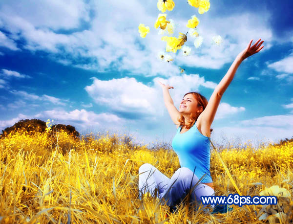 Photoshop 将外景人物照片转成鲜艳的蓝橙色