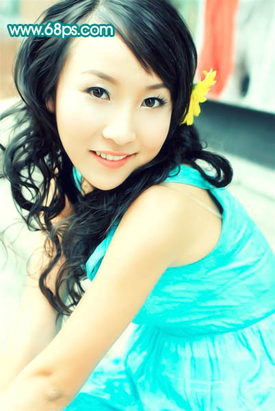 Photoshop 人物照片柔和的淡粉蜜糖色