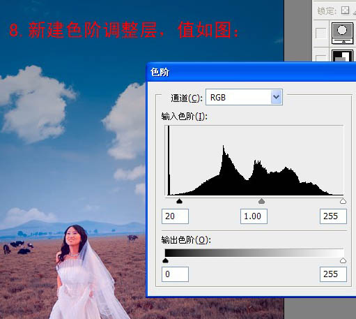 Photoshop 清晰开阔的蓝紫色草原婚片
