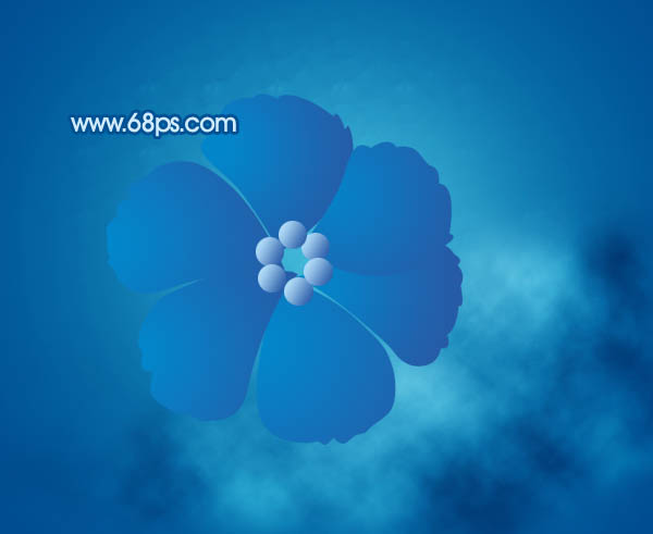 Photoshop 简洁的蓝色花朵壁纸制作方法