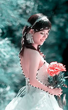 Photoshop调色教程 蓝紫色外景婚片