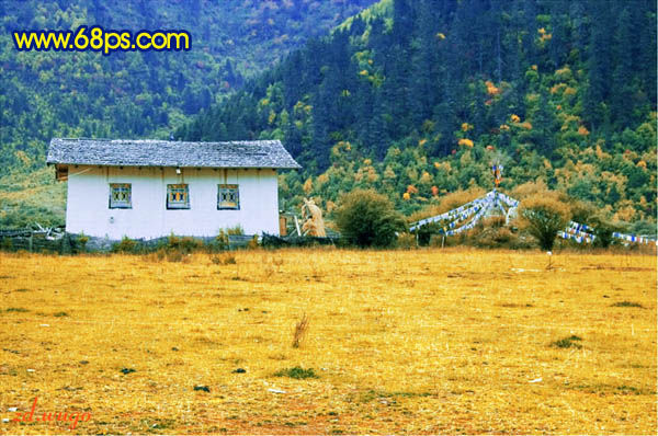 Photoshop 打造强对比冷暖色的高原风景照片