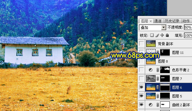 Photoshop 打造强对比冷暖色的高原风景照片