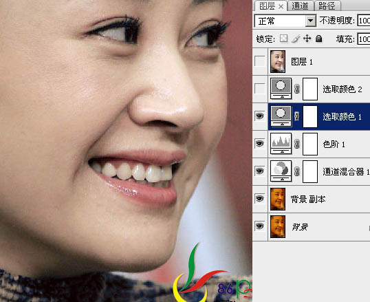 严重偏红黄的脸部照片修复方法