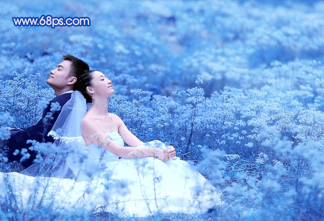 ps 打造梦幻的蓝色外景婚片