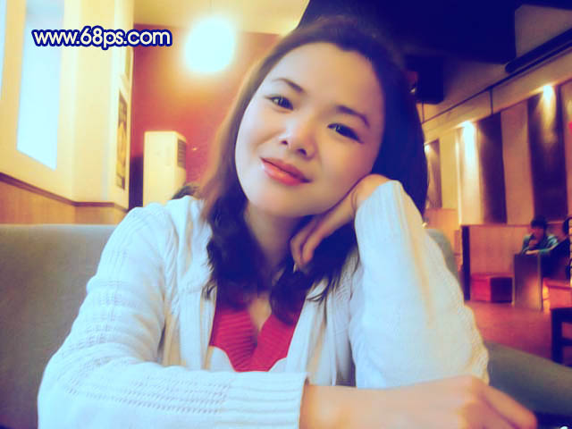 Photoshop 室内手机照片柔美的淡蓝色