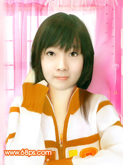 ps想将偏暗的人物转为橙红的手绘效果(更换服饰)