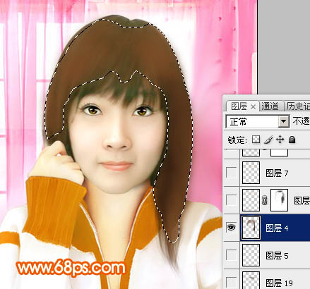 ps想将偏暗的人物转为橙红的手绘效果(更换服饰)