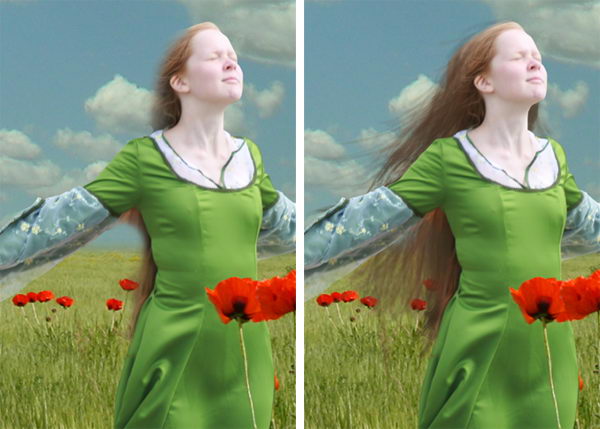 PS经典合成一个美丽女孩陶醉在草原上的场景