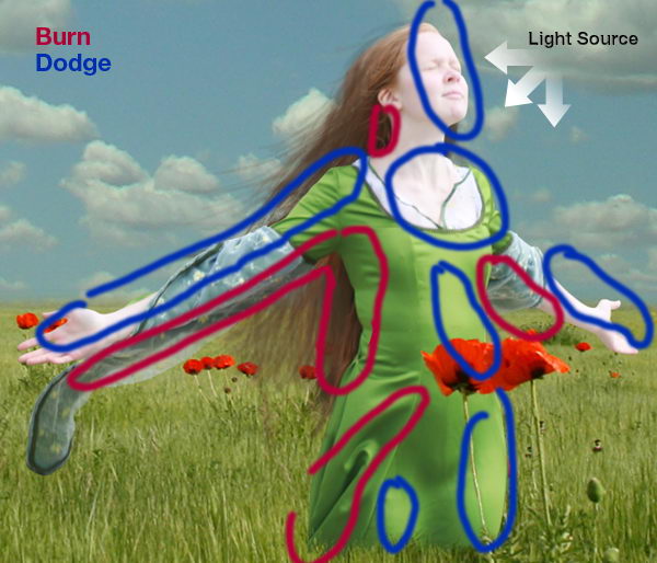 PS经典合成一个美丽女孩陶醉在草原上的场景