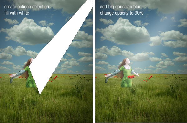 PS经典合成一个美丽女孩陶醉在草原上的场景