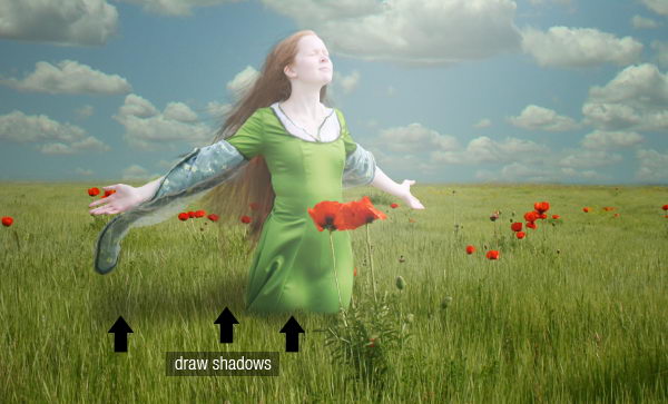 PS经典合成一个美丽女孩陶醉在草原上的场景