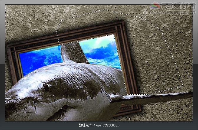 Photoshop 合成非常相框的鲨鱼