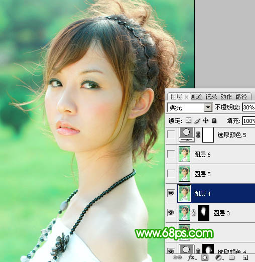 ps 外景人物照片淡淡阳光甜美色