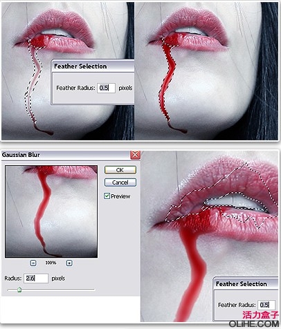 Photoshop 打造嘴角流血的效果(胆小莫入)