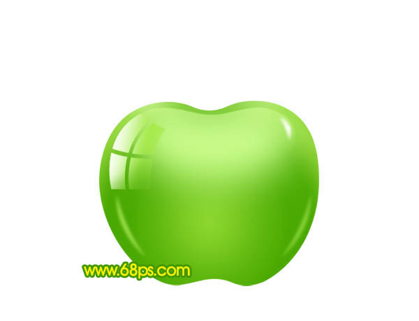 ps 绘制一个简单的绿色晶莹剔透的水晶苹果图标