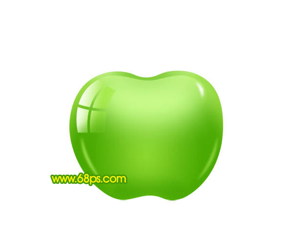 ps 绘制一个简单的绿色晶莹剔透的水晶苹果图标