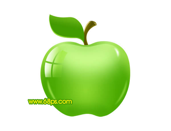 ps 绘制一个简单的绿色晶莹剔透的水晶苹果图标