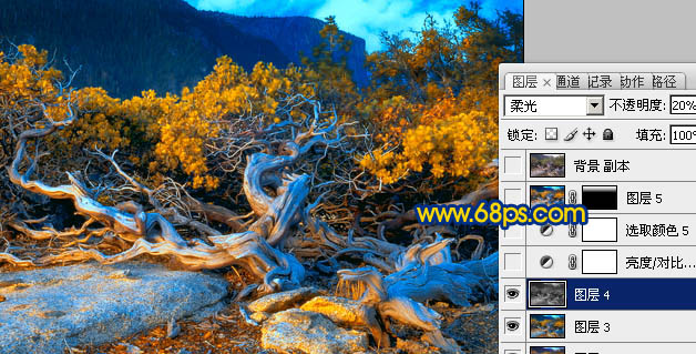 Photoshop将普通风景图片调成暗调蓝橙色