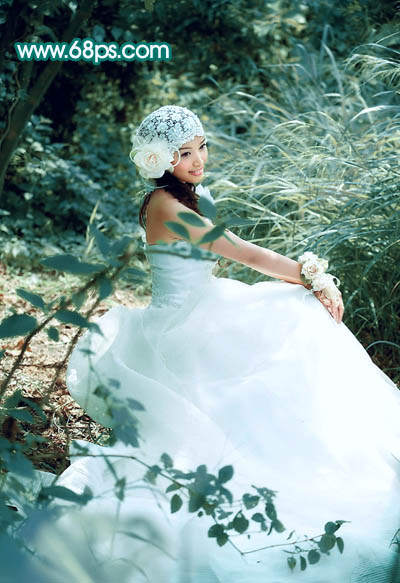 Photoshop调出外景婚片柔美红润的青黄色