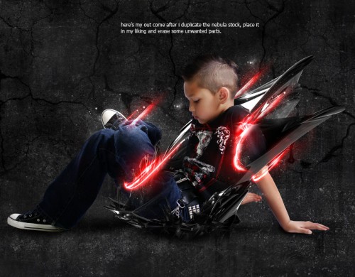 Photoshop实现的高亮光照效果的小男孩