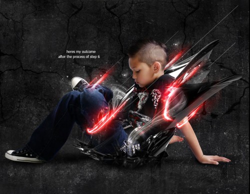 Photoshop实现的高亮光照效果的小男孩