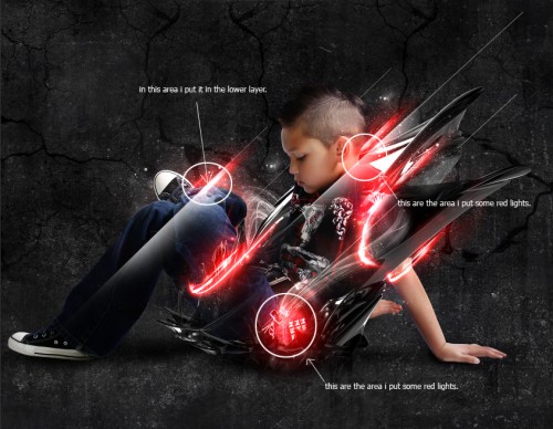 Photoshop实现的高亮光照效果的小男孩