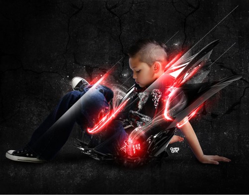 image-33 Photoshop实现的高亮光照效果的小男孩